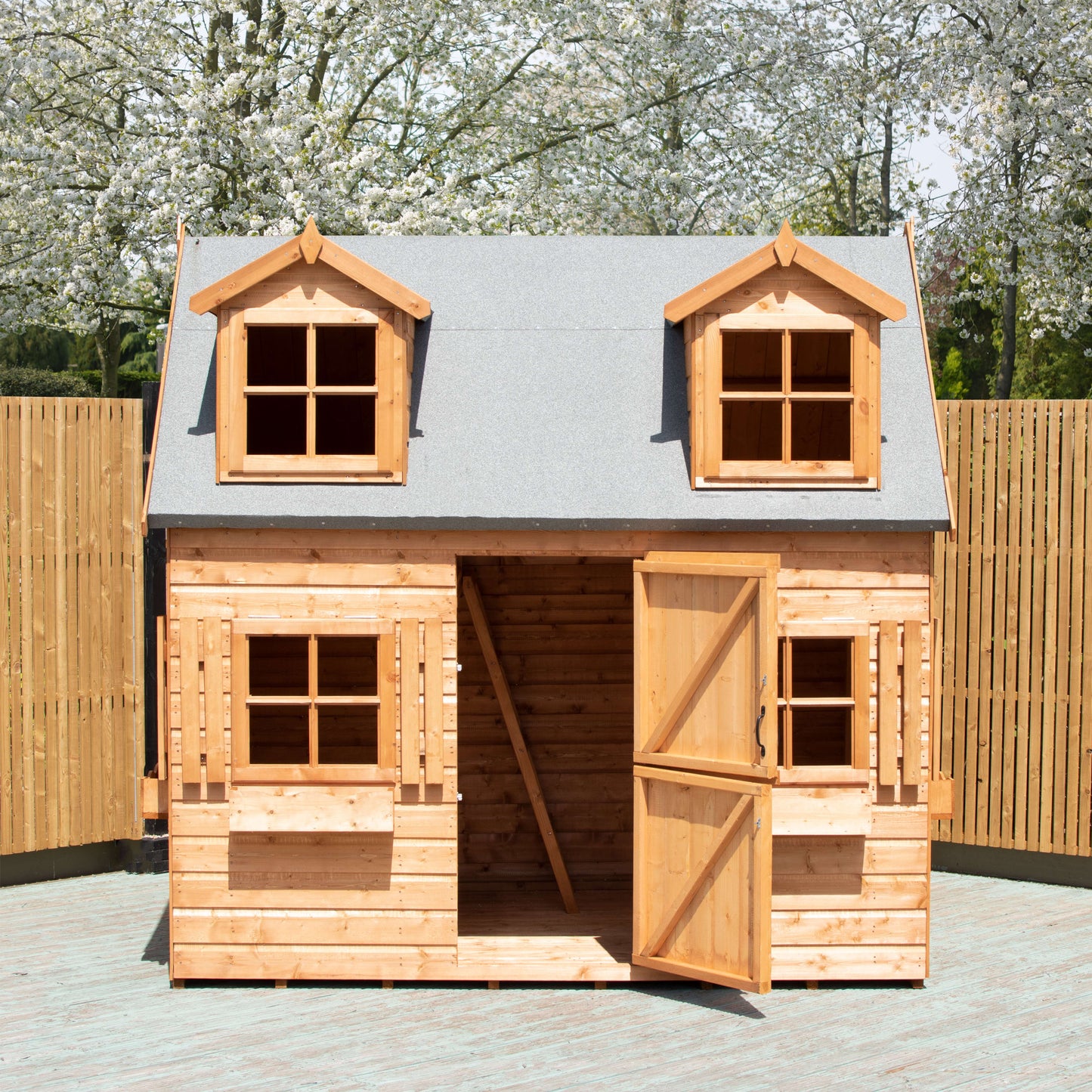 Shire Hatter’s House 8x6ft Wooden Playhouse – Kids Garden Outdoor Playhouse