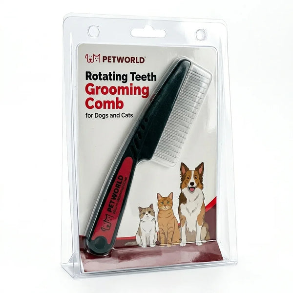Petworld Rotating Teeth Grooming Comb for Dogs and Cats