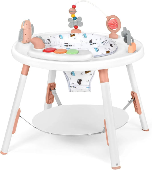 3-in-1 baby activity centre jumper and table with removable toys and 360° rotating seat